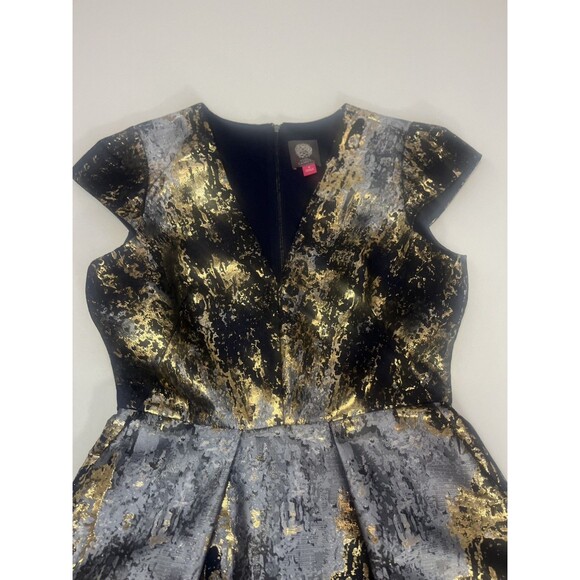 Vince Camuto Women's Metallic Jacquard Cocktail Dress Periwinkle Sz 4 - Picture 2 of 14